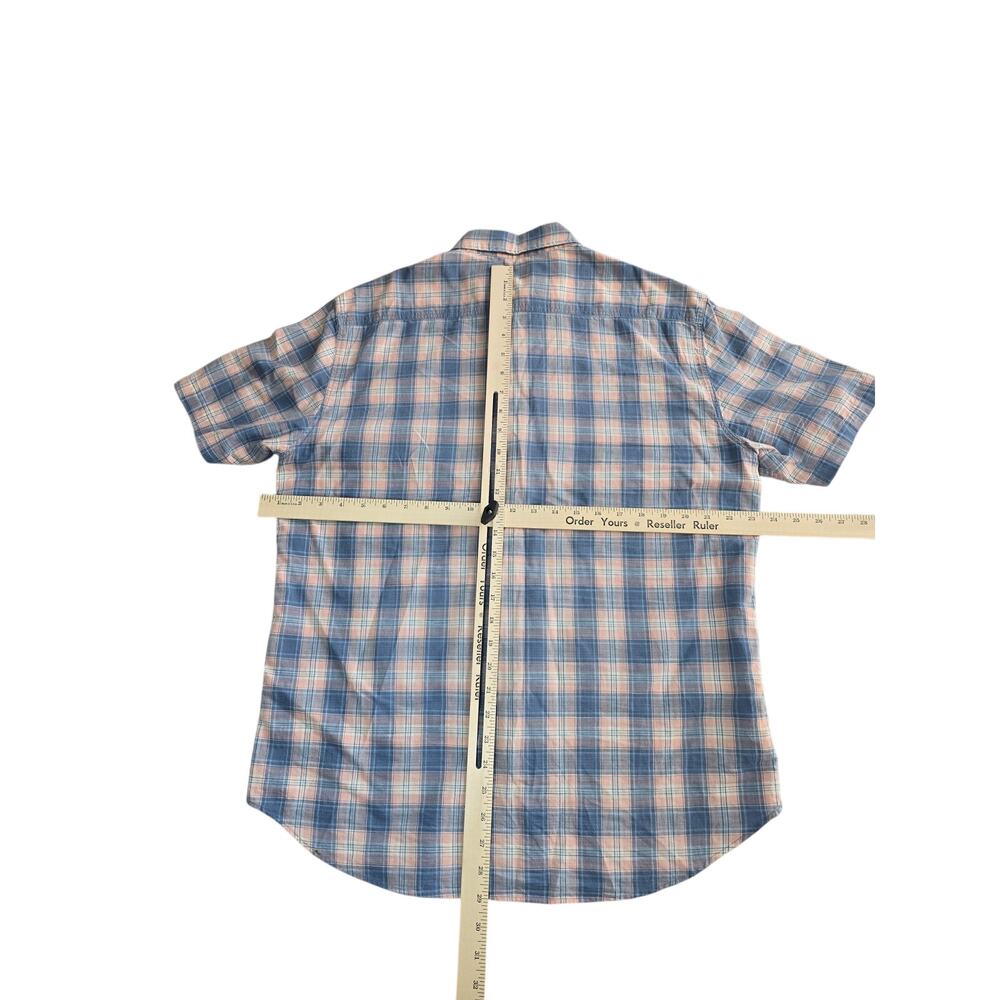 Faherty‎ Brand Mens XL Blue Pink Plaid Short Sleeve Button Down Shirt Coastal - Picture 5 of 7